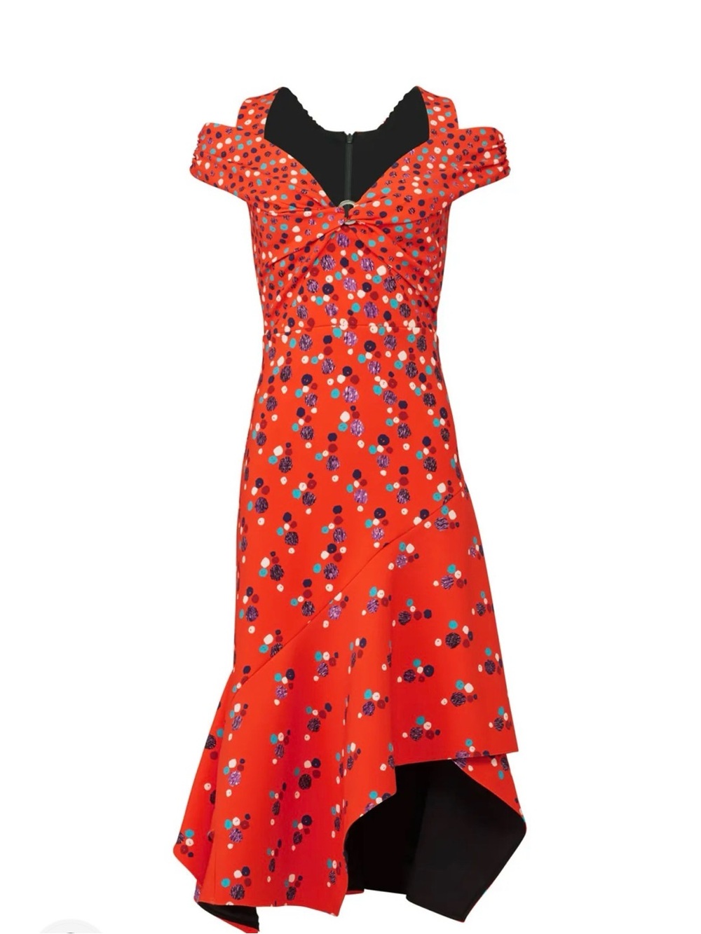 Peter Pilotto Red Abstract High-Low Dress